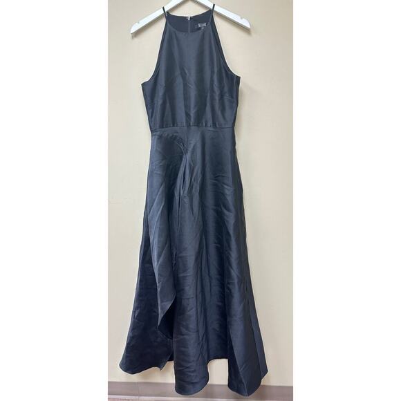 Badgley Mischka Navy Blue Black Wedding High Low Gown Dress Size 10 Flawed - Picture 3 of 16